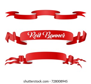 Vector collection from three red ribbon banners
