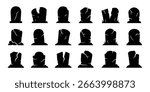 Vector Collection of Tombstone Silhouette Halloween Element