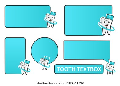 Vector collection of tooth doctor and textbox for stomatology