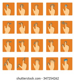 Vector collection of touch screen gesture icons in flat design