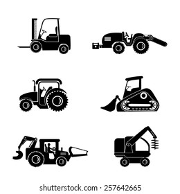 Vector collection tractor construction machines  icons