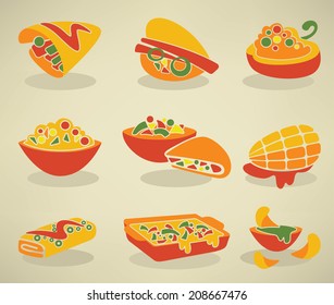 vector collection of traditional mexican fast food in flat style