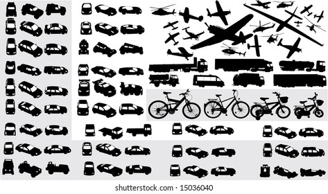 vector collection of transportation silhouettes