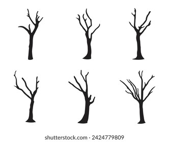 colección vectorial de siluetas de árbol sin hojas