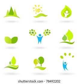 Vector collection of trees and nature icons.