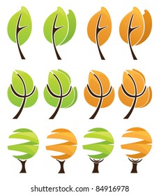 vector collection of trees symbols autumn and summer
