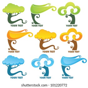 vector collection of trees symbols winter, autumn and summer