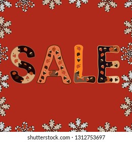 Vector. Collection with trendy backgrounds for your project, sale, frame, animation, advertisement. Sale lettering in black, beige and orange colors. Simple poster, patches, badges in pop art style.