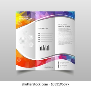 Vector collection of tri-fold brochure design templates with modern polygonal background on white