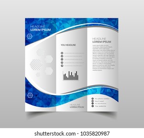 Vector collection of tri-fold brochure design templates with modern polygonal background on white