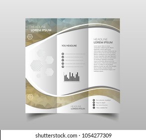 Vector collection of tri-fold brochure design templates with modern polygonal background on white
