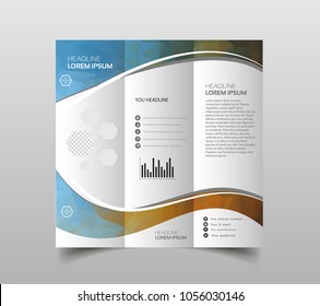 Vector collection of tri-fold brochure design templates with modern polygonal background on white