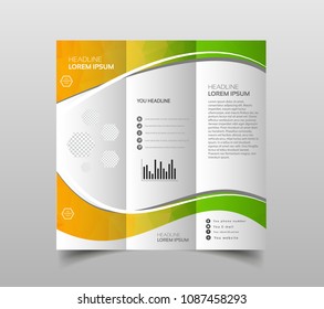 Vector collection of tri-fold brochure design templates with modern polygonal background on white