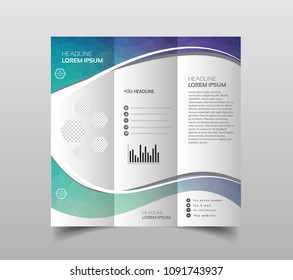 Vector collection of tri-fold brochure design templates with modern polygonal background on white