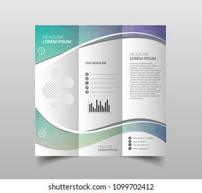 Vector collection of tri-fold brochure design templates with modern polygonal background on white