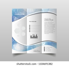 Vector collection of tri-fold brochure design templates with modern polygonal background on white