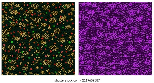 Vector collection of two colorful abstract seamless patterns.