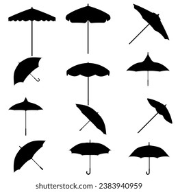 Vector collection of umbrella silhouettes
