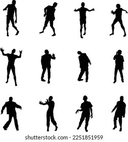 Colección vectorial de zombies no muertos para composiciones artísticas 