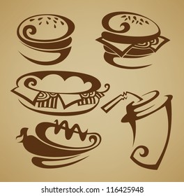 vector collection of unhealthy fast food symbols