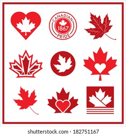 A vector collection of unique Canadian flag icons.