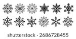 Vector collection of unique, detailed black snowflakes. Ideal for winter, Christmas, New Year, holiday, and frost decoration designs