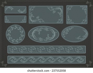 Vector collection of unique hand drawn, floral style, ornament border, frame decorations