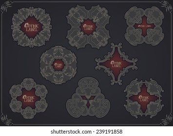 Vector collection of unique vintage floral style ornament decorations, label templates