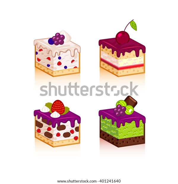 Vector Collection Various Cake Slices Isolated Stock Vector Collection Various Cake Slices Isolated Stock