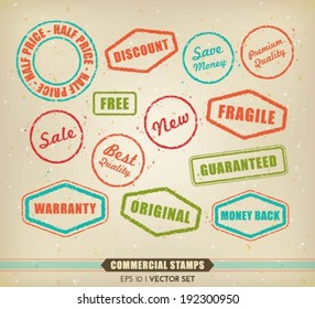 Vector collection of various commercial stamps 