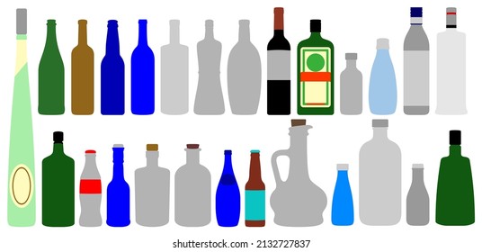 vector collection of various kinds of drink bottles
