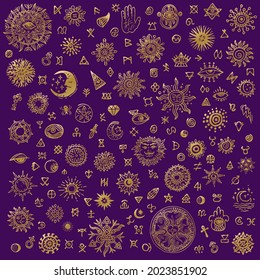 Vector collection of various occult symbols.