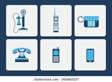 Vector collection of various phone icons in simple two color shape design