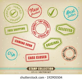 Vector collection of various stamps