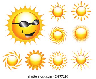 Vector collection of various suns