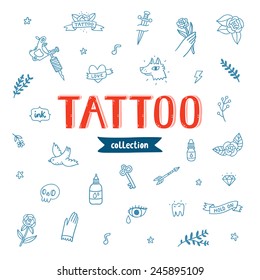 Vector collection of various tattoo flashes 