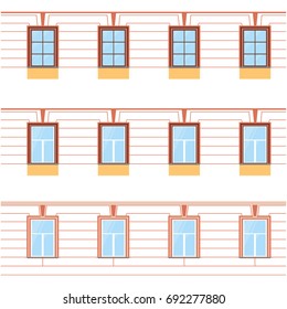 Vector collection of various windows types. For interior and exterior use. Flat style.