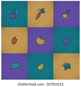 vector collection of vegetables images in doodle style