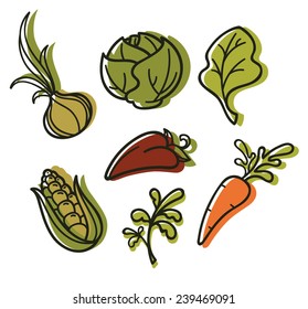 vector collection of vegetables images in hand drawn style