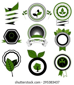 Vector Collection of vintage bio and eco organic labels for natural products