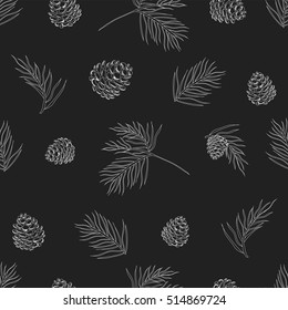 Vector Collection of Vintage Chalkboard Style Christmas Holiday Florals. Hand-drawn Merry Christmas card on chalkboard