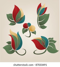 vector collection of vintage floral elements
