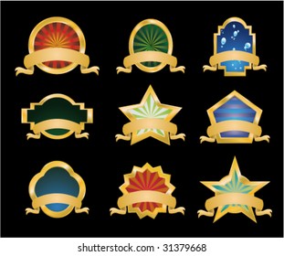 VECTOR Collection of Vintage Gold Emblems - Set 1