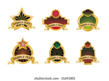 VECTOR Collection of Vintage Gold Emblems - Set 1a