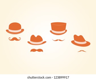 Vector Collection of Vintage Hats And Mustaches