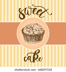 Vector collection of vintage party pastry, cakes and sweets icons. Hand drawn retro illustration with Cakes and cupcakes