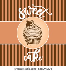 Vector collection of vintage party pastry, cakes and sweets icons. Hand drawn retro illustration with Cakes and cupcakes