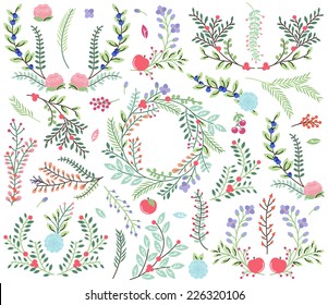 Vector Collection of Vintage Style Hand Drawn Florals - Great for Weddings and other celebrations