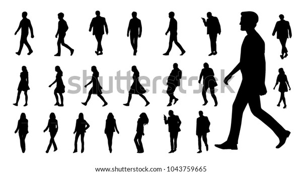 歩く人のシルエットのベクター画像コレクション のベクター画像素材 ロイヤリティフリー