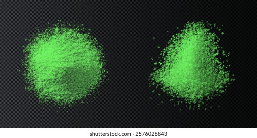 vector collection of wasabi textures in various forms: fine powder, paste, and coarse granules. High-quality images with a black background, ideal for design, culinary, or background use.